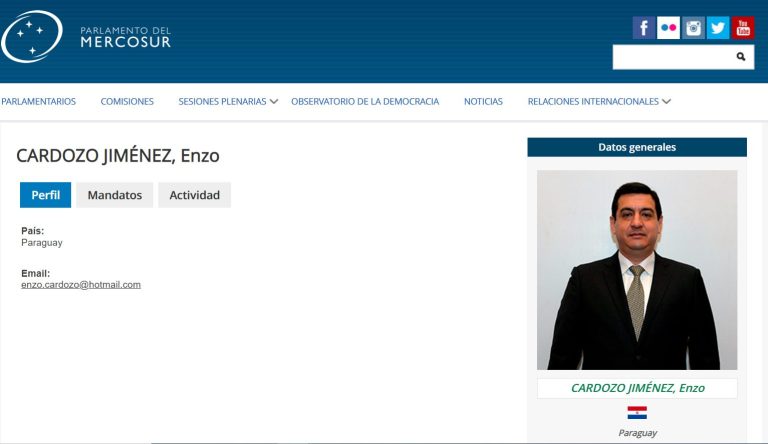 Ejemplar condena por corrupción en el MAG para Enzo Cardozo, parlamentario del Mercosur