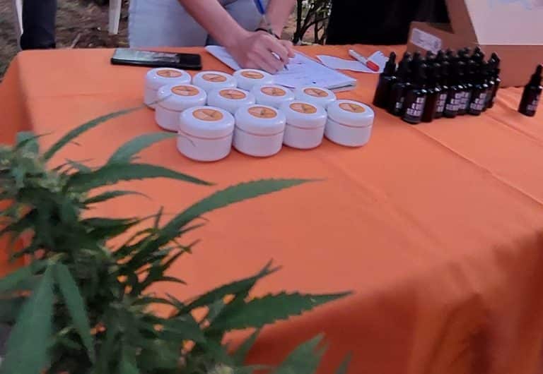 Concurrida feria de cannabis en la Plaza Italia