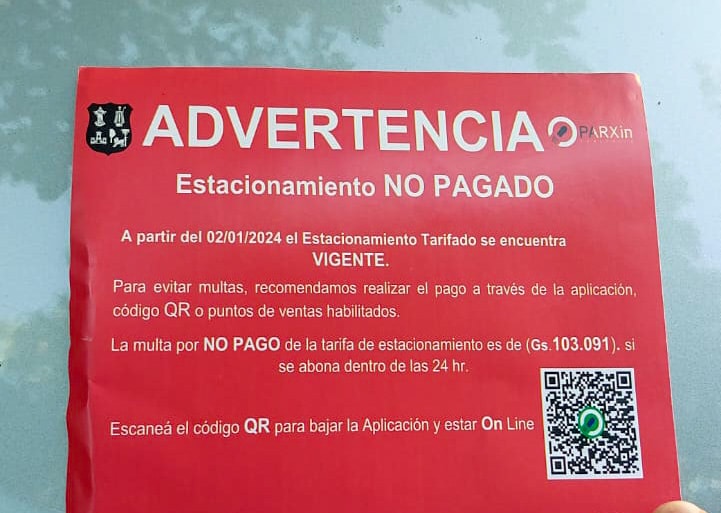 Parxin extiende período de exoneración de multas en Asunción hasta el 21 de enero