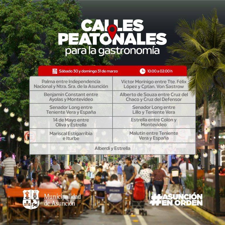 A disfrutar de la gastronomía en Asunción hasta las 02:00. Las calles son peatonales