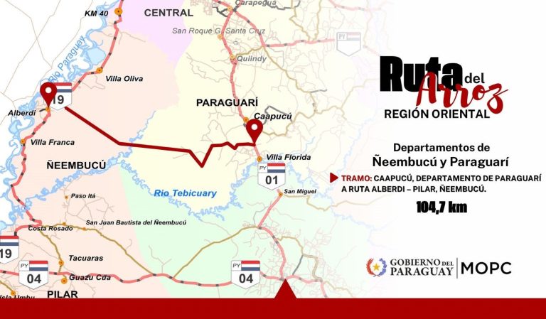 MOPC invertirá USD 113 millones para impulsar la Ruta del Arroz