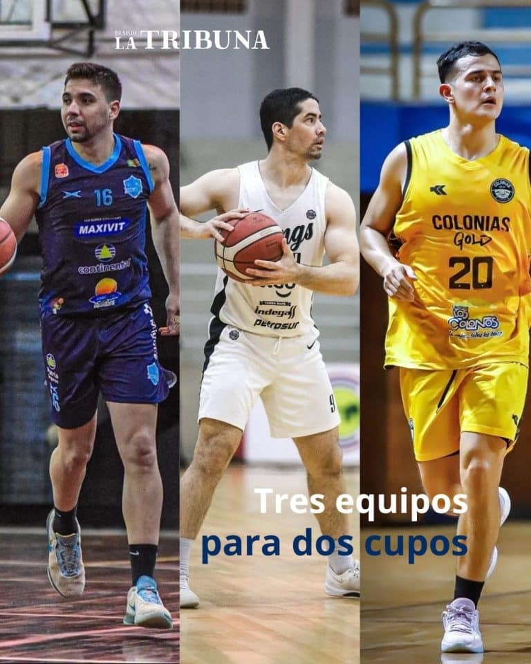 Se ve a basquetbolistas de San José, Olimpia Kings y Colonias Gold en un collage informativo.