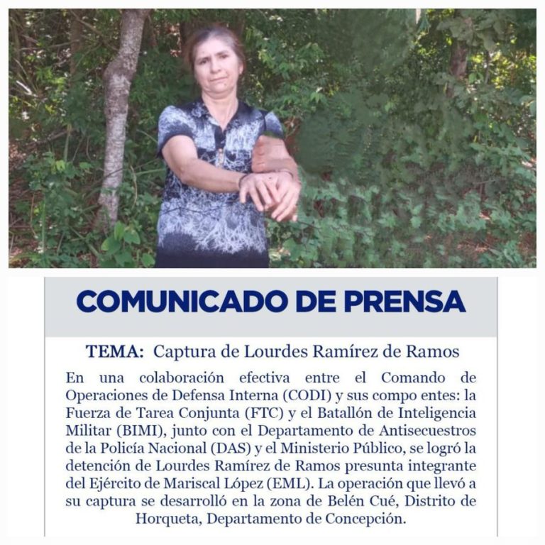 Detuvieron a Lourdes Ramírez de Ramos, integrante del EML