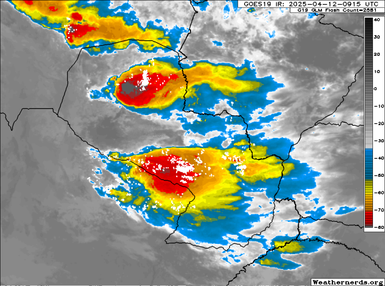 Sábado con lluvias y probables tormentas eléctricas con ráfagas de vientos